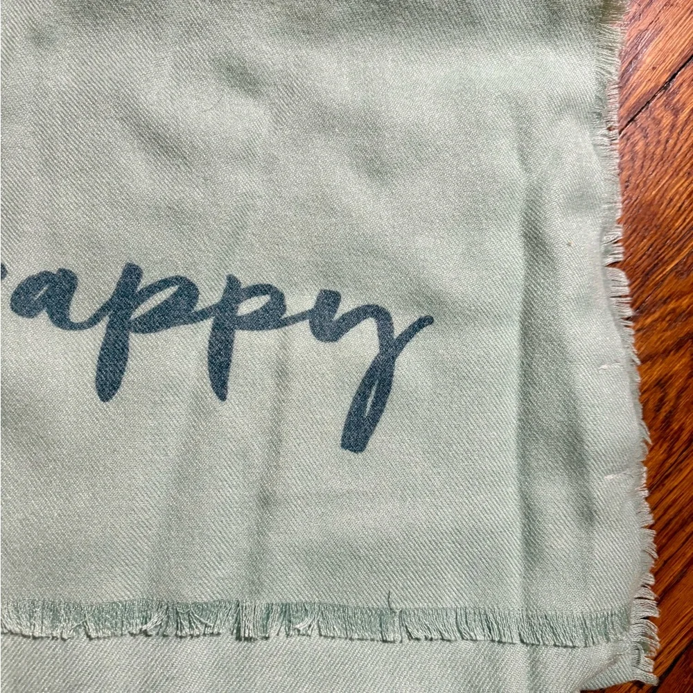 Collection Eighteen Women’s Light Blue “Happy” Scarf with fringed edge